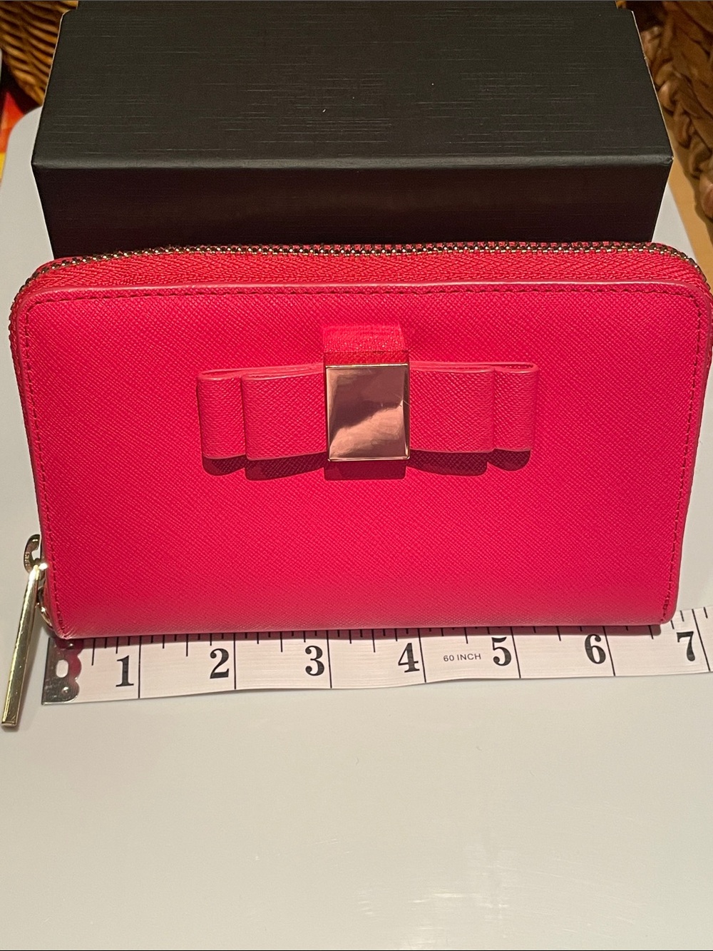 Danier Pink Bow Zip-Around Wallet